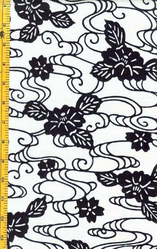 Yukata Fabric - 0023 - Camellias & Floral Streams