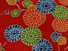 780 - Japanese Combined Weave - Kiku & Ume (Plum) Blossoms - Red