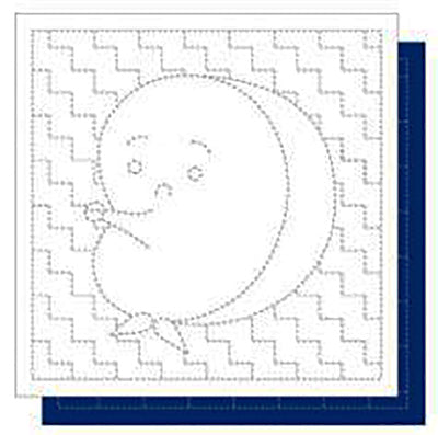 Sashiko Pre-printed Sampler - Daruma Hyottoko & Steps- # 1251 - Navy