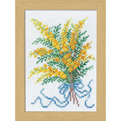 *Olympus Cross Stitch Flower Kit - # 7507 - February - Mimosa - ON SALE - SAVE 50%