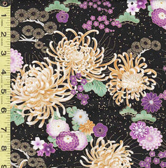 Asian - Timeless Treasures - Majestic Mums, Cherry Blossoms & Pines - CM8811 - Black