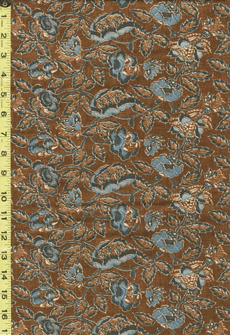 *Japanese - Yukata Collection - Hanabana Doro Blue Floral - 48070-22 - Blue & Brown - ON SALE - Save 20% - By the Yard - Last 7/8 Yard