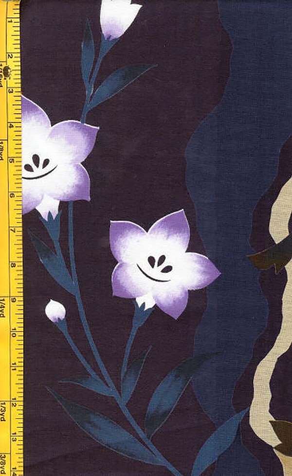 Yukata Fabric - 0027 - Lavender Flowers on Purple.