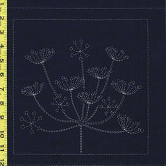 Sashiko Pre-printed Panel - HM-31 - Garden Sampler - Dark Navy