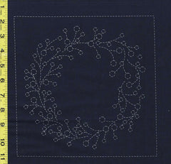 Sashiko Pre-printed Panel - HM-31 - Garden Sampler - Dark Navy