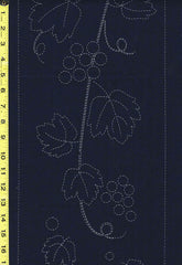 Sashiko Pre-printed Panel - HM-31 - Garden Sampler - Dark Navy