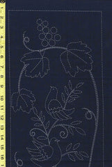 Sashiko Pre-printed Panel - HM-31 - Garden Sampler - Dark Navy