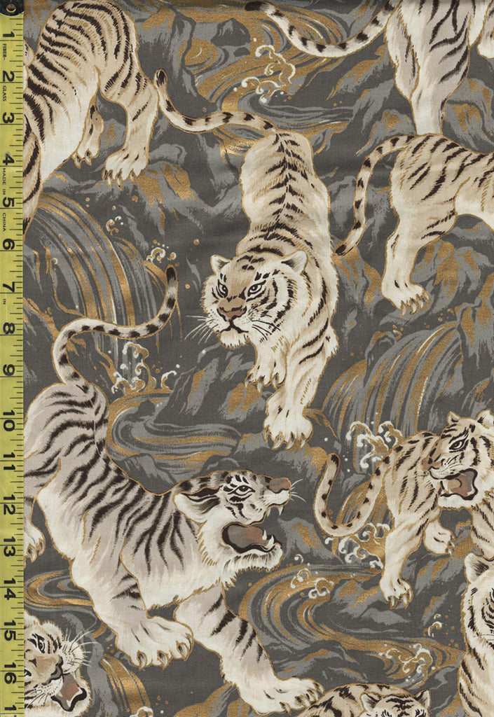 Quilt Gate - Tora Tigers - HR-3390-11B - Gray