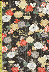 Quilt Gate - Kaga Floating Daisies & Mums - HR3400-12F - Dark Brown-Black