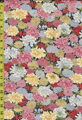 Quilt Gate - Kaga Compact Mums, Peonies & Iris - HR3400-13E - Navy - By the Half Yard