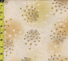Japanese - Handworks Small Gold Floral Clusters - Cotton-Linen - CL10447S-C- Natural - ON SALE - SAVE 20%