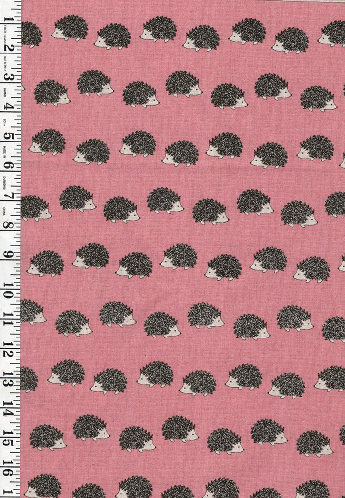 Japanese Novelty - Hishei Hedgehogs - Cotton-Linen - H-7070-1C - Rosey Pink