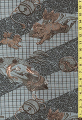 0838 - Juban - Dragons & Foo Dogs - 28" Wide - Gray - By the Yard
