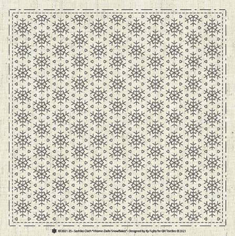 Sashiko Pre-printed Sampler - QH Textiles - KF2021-25 - Hitome-Zashi Snowflakes - Greige