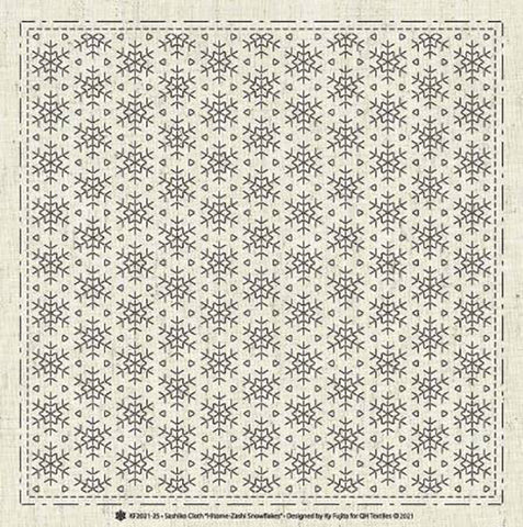 Sashiko Pre-printed Sampler - QH Textiles - KF2021-25 - Hitome-Zashi Snowflakes - Greige