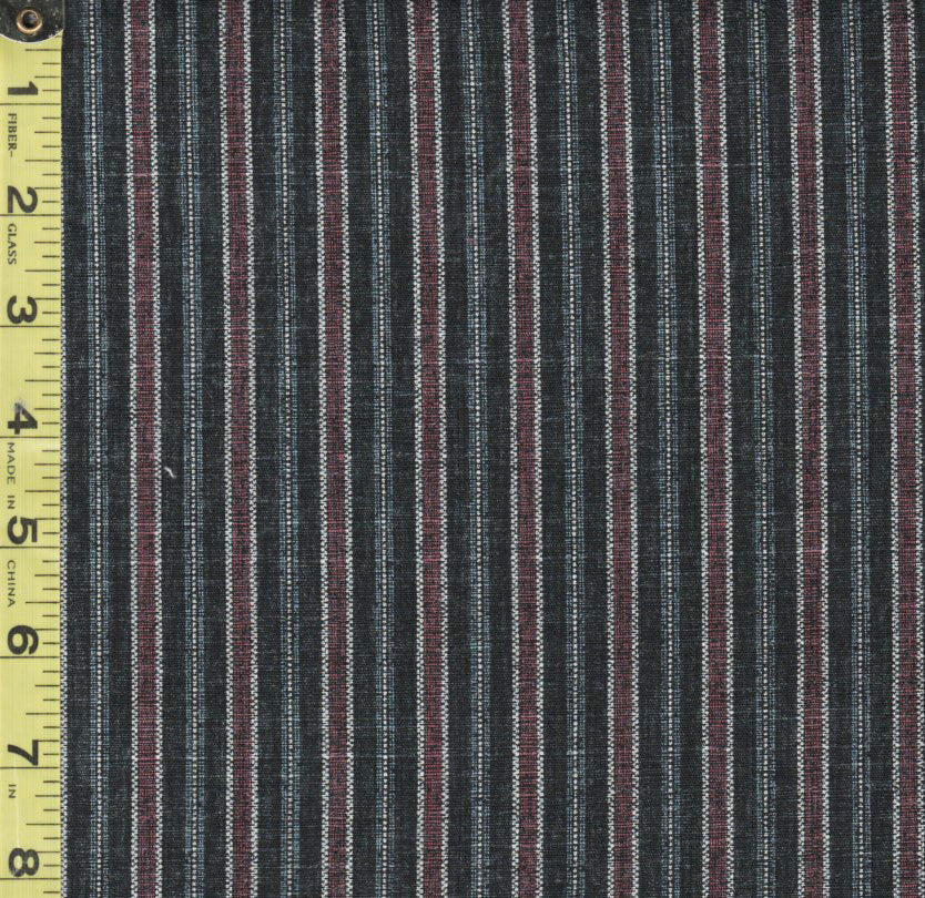 Japanese - Morikiku Stripe - M-23200-C24 - Dobby Weave - Black, Maroon & Ivory