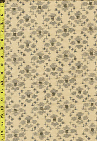 *Japanese - Yukata Collection - Kasuri Ama Blossom & Hatches - 48074-24 - Indigo & Tan - Last 2 3/4 Yards - ON SALE - Save 20%