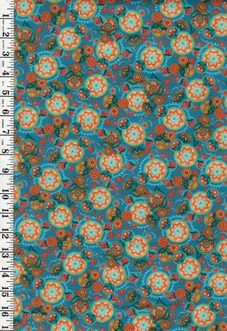 Tropical - Cockatoo Collection - Floral Medallions -29080-Q - Teal - ON SALE 30% - By the Yard