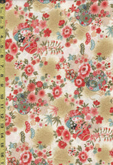 Japanese - Naka Drums, Balls & Flowers - Crepe Like Texture - N-2500-136D - Ivory - By the Half Yard
