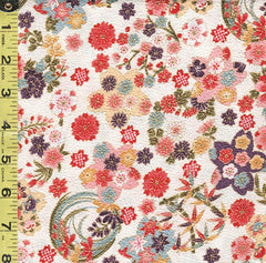 *Japanese - Naka Cherry Blossoms & Floral Medallions - Crepe Like Texture - N-2500-139D - Ivory