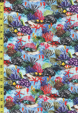 *SALE - Tropical - Oasis Coral Reef - OA593862 - Blue - Save 20% - By the Yard
