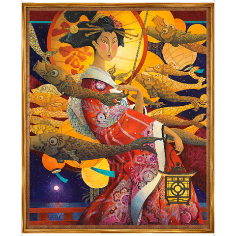 Asian - Lantern Song - Geisha & Floating Lanterns - 28628 - PANEL - Last One