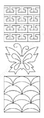 Sashiko Stencil - PC1053 - Key Maze, Butterfly, Double Waves - 5"