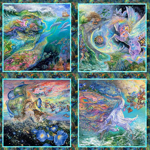 Tropical - 3 Wishes - Call of the Sea - Mermaid 4 Block PANEL - 17987-Multi - ON SALE