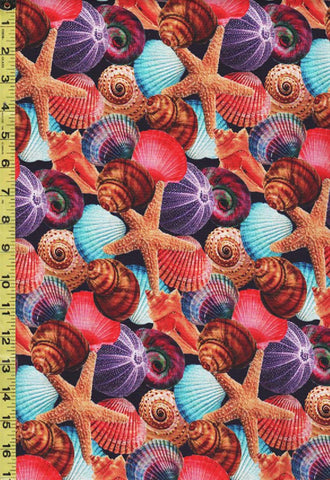 *Tropical - Reef Life - Colorful Seashells - 5750-77 - Multi - ON SALE - $5.00 - BY THE YARD