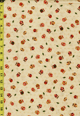 Japanese - Sevenberry Kasuri Collection - Baby Owls on Asanoha - SB-83033D2-2 - Natural