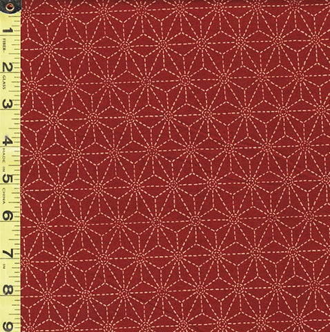Japanese - Sevenberry Kasuri Collection - Asanoha with Sashiko-Like Stitches (2