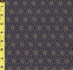 Japanese - Sevenberry Kasuri Collection - Asanoha with Sashiko-Like Stitches (2") - SB-88220D3-3 - Indigo