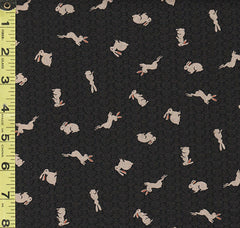 Japanese - Sevenberry Kasuri Collection - Tiny Bunnies & Waves - SB-8827D4-5 - Black-Brown