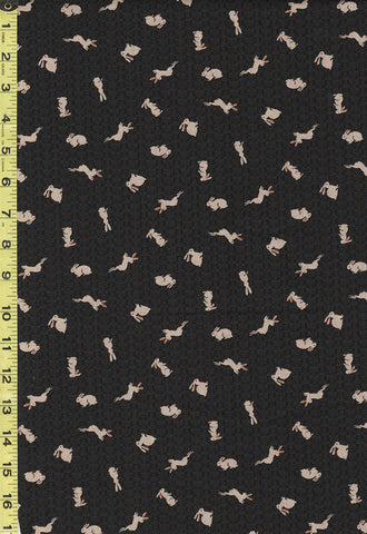 Japanese - Sevenberry Kasuri Collection - Tiny Bunnies & Waves - SB-8827D4-5 - Black-Brown