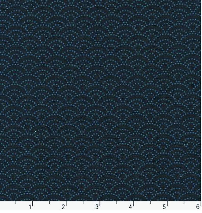 Japanese - Sevenberry Kasuri Collection - Small Dotted Wave (Seigaiha) - SB-88222D3-14 - Midnight - ON SALE - SAVE 3-% - By the Yard