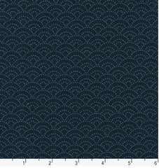 Japanese - Sevenberry Kasuri Collection - Small Dotted Wave (Seigaiha) - SB-88222D3-14 - Midnight - ON SALE - SAVE 3-% - By the Yard