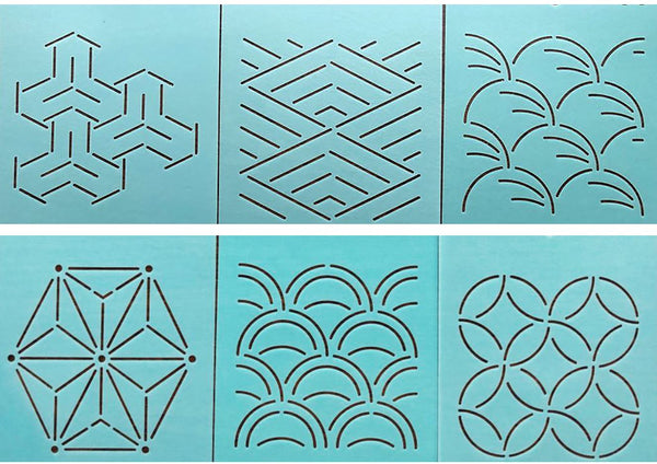 Sashiko Stencils Embroidery Patterns or Quilting Stencils Sashiko Templates  Collection MA medium Size 