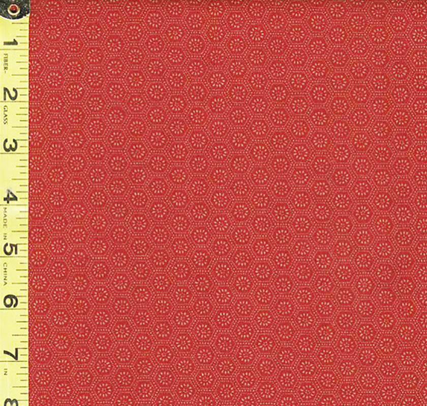 Japanese - Senyo Tiny Dotted Hexagons (Tortoise Shell) - SO-200-7B - Vintage Red - Last 1 3/4 Yards