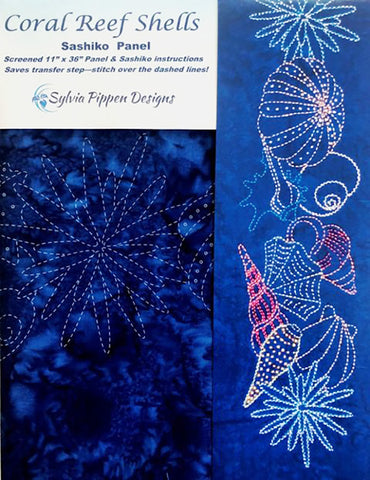 Sashiko - Pre-printed Sea Life Panel - Coral Reef Shells