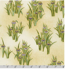 Asian - Imperial 17- Small Purple Japanese Iris - SRKM-20379-15 - Ivory-Beige