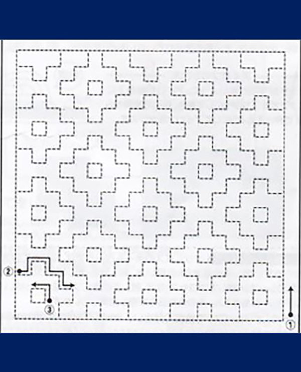 Sashiko Pre-printed Sampler (Olympus) - # 2039  Kakino-hana (Persimmon Flower) - Navy