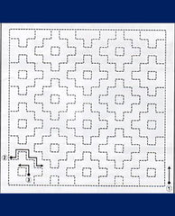 Sashiko Pre-printed Sampler (Olympus) - # 2039  Kakino-hana (Persimmon Flower) - Navy