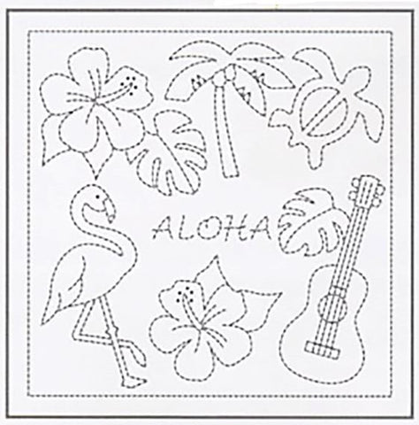 Sashiko Pre-printed Sampler (Olympus) - # 1079 Sashiko Hawaii - Aloha - White
