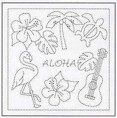 Sashiko Pre-printed Sampler (Olympus) - # 1079 Sashiko Hawaii - Aloha - White