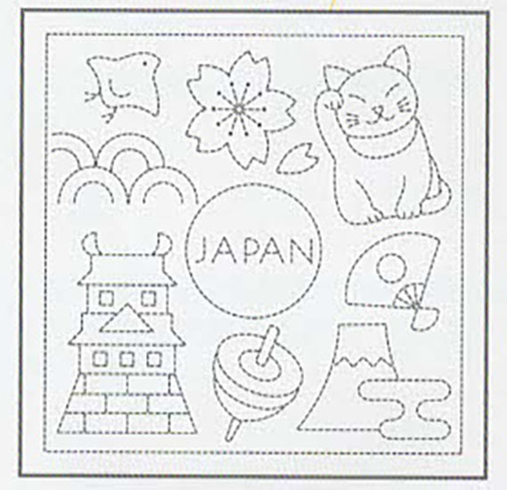 Sashiko Pre-printed Sampler (Olympus) - # 1080 Sashiko Japan - White