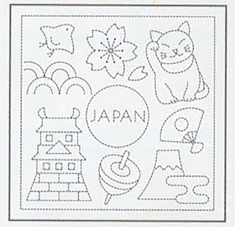 Sashiko Pre-printed Sampler (Olympus) - # 1080 Sashiko Japan - White