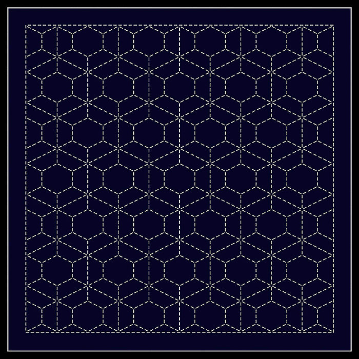 Sashiko Pre-printed Sampler (Olympus) - # 2013 Arare kikko - Navy