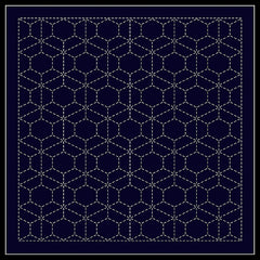 Sashiko Pre-printed Sampler (Olympus) - # 2013 Arare kikko - Navy