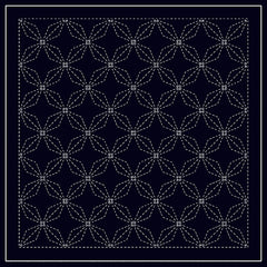 Sashiko Pre-printed Sampler (Olympus) - # 2014 Hanabishi - Navy