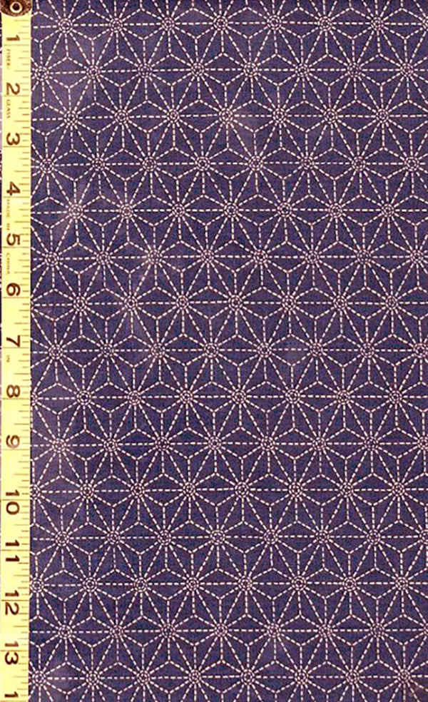 Japanese - Sevenberry Kasuri Collection - Asanoha with Sashiko-Like Stitches (2") - SB-88220D3-3 - Indigo